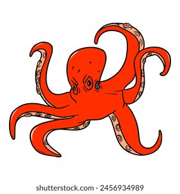 Red Octopus Illustration isolierte Vektorgrafik	
