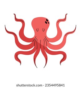 red octopus illustration vector isolated