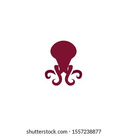 Red octopus isolated vector illustration on white background. Cute octopus vector. Marine life and animals concept. Cute sea monster, underwater predator.