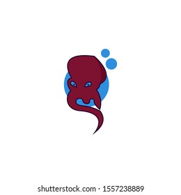 Red octopus isolated vector illustration on white background. Cute octopus vector. Marine life and animals concept. Cute sea monster, underwater predator.