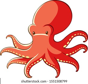 Red octopus on white background illustration