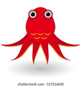 Red octopus on a white background. vector