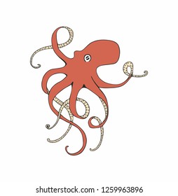 Red octopus vector illustration