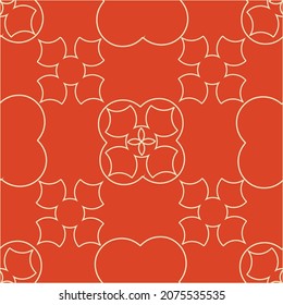 Red, off white simple retro clover pattern with