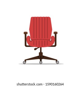Red office chair in flat cartoon style.