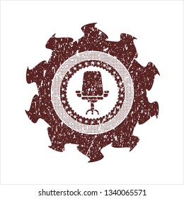 Red office chair icon inside grunge seal