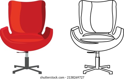 silla roja de oficina aislada en blanco