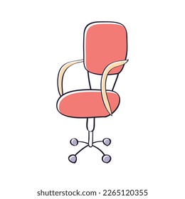 Red office chair isolated vector illustration