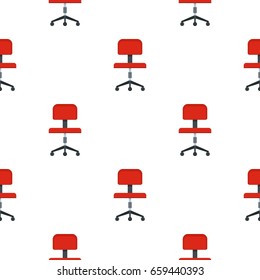 Red office a chair pattern seamless flat style for web vector illustration