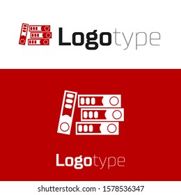 Red Office folders with papers and documents icon isolated on white background. Office binders. Archives folder sign. Logo design template element. Vector Illustration