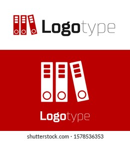 Red Office folders with papers and documents icon isolated on white background. Office binders. Archives folder sign. Logo design template element. Vector Illustration