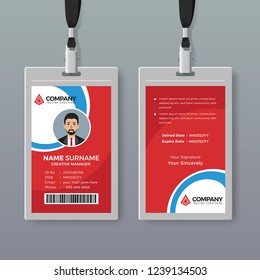 Red office ID card design template