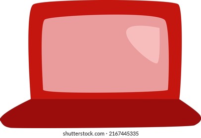 Red office laptop, illustration, vector on a white background.