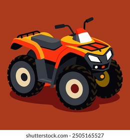 red off-road quad bike vector illustration