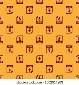 Red OGG file document icon. Download ogg button icon isolated seamless pattern on brown background. OGG file symbol. Vector Illustration