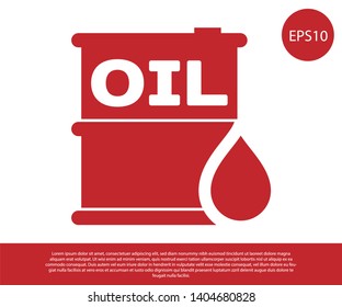 Red Oil barrel icon isolated on white background. Oil drum container. For infographics, fuel, industry, power, ecology. Vector Illustration