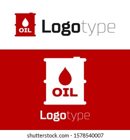 Red Oil barrel icon isolated on white background. Oil drum container. For infographics, fuel, industry, power, ecology. Logo design template element. Vector Illustration