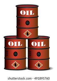 Red oil barrels