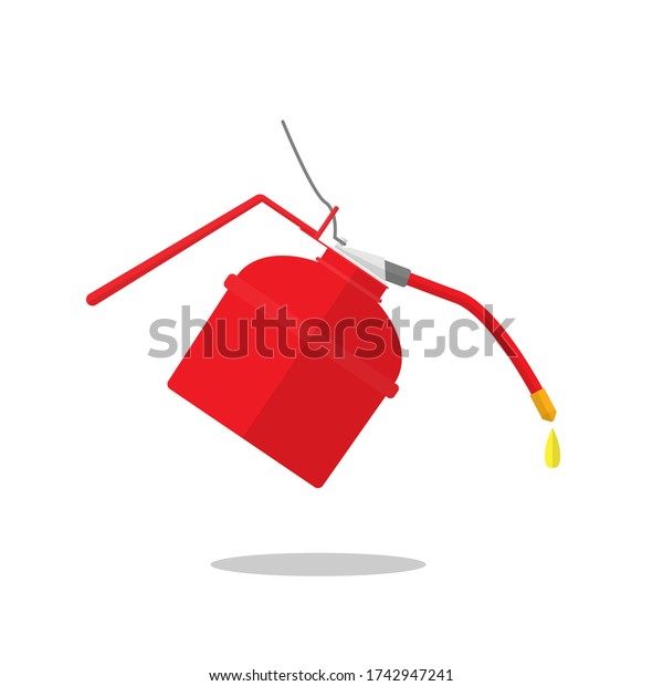 Red oil can\
with oil drop flat icon vector design isolated on white background.\
Preventive maintanance\
concept.