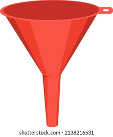 Red oil funnel, illustration, vector on a white background.