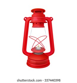 red oil lantern isolated on white background. realistic vector illustration