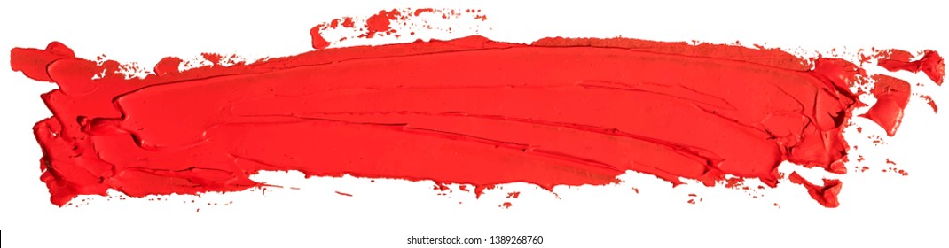 Red oil texture paint stain brush stroke, hand painted, isolated on white background. EPS10 vector illustration.