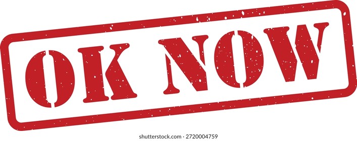 Vermelho ok agora carimbo de texto isolado no fundo branco