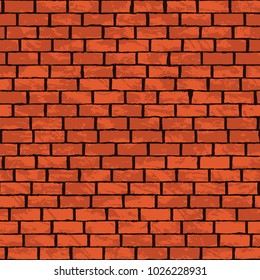 Red old brick wall seamless texture. Vector illustration 