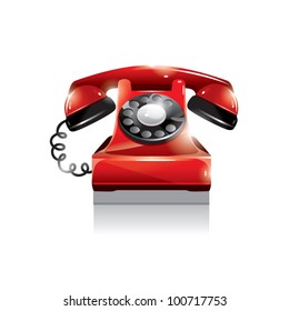 Red old fashion rotary phone