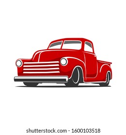 Red Old Truck Vector Flat Colors