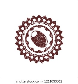 Red olive icon inside grunge seal