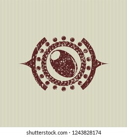 Red olive icon inside rubber stamp with grunge texture