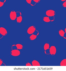 Red Olives icon isolated seamless pattern on blue background.  Vector