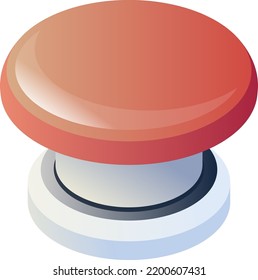 Red on or off button for controlling and operating systems. Isolated switcher for gadgets or industrial devices or appliances. Remote controller for electronic appliances.Vector in flat style
