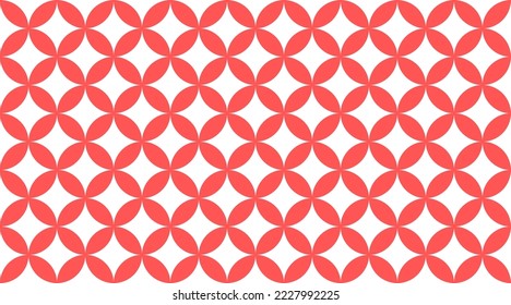 Red on white overlapping circles seamless texture. Classic ovals and circles vector geometric fashion pattern.