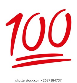 Red One Hundred isolated sticker, sign, icon vector illustration