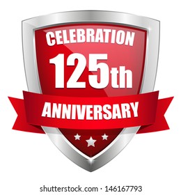 Red one hundred twenty five year anniversary button