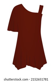 Red one shoulder t shirt. vector