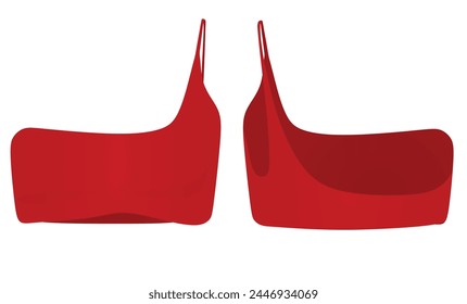 Red  one shoulder top. vector illustration