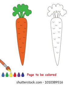 Red One Single Carrot to be colored, the coloring book for preschool kids with easy educational gaming level.