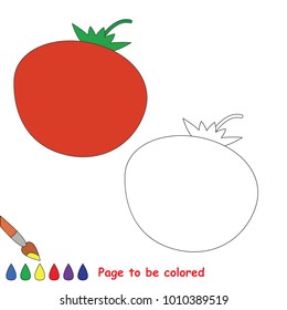 Red One Single Tomato to be colored, the coloring book for preschool kids with easy educational gaming level.