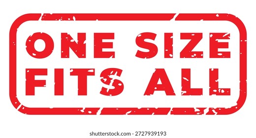 Red One Size Fits All isolated grunge stamp, sticker, header vector illustration