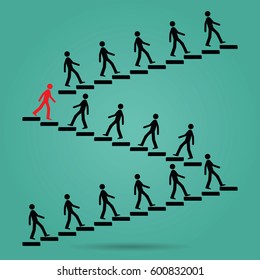 The red ones go in the opposite direction of many black people. Be different or unique concept design vector illustration art