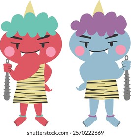 Red oni and blue oni in English demon.