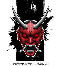 Red Oni Mask ,Illustration