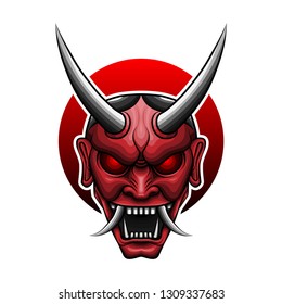 Red Oni Mask ,Illustration