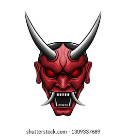 Red Oni Mask ,Illustration