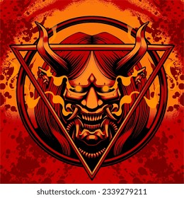 the red oni mask illustration vector