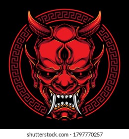 red oni mask vector illustration