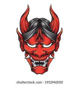 red oni mask vector illustration